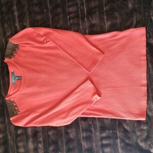 Lauren Ralph Lauren Ribbed Long Sleeve Crew Neck T Shirt Red Medium
